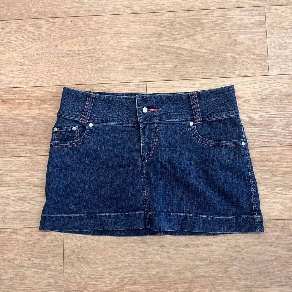Studio Blue Y2K dark wash denim mini skirt Skort Women 13 2000s Indie Grunge